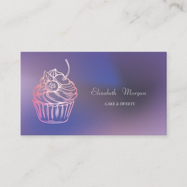 Tarjeta De Visita Elegant Modern Cake Sweets,Cupcake Purple (Anverso)