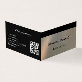 Tarjeta De Visita Elegant Modern Faux Brushed Metal QR Code Custom
