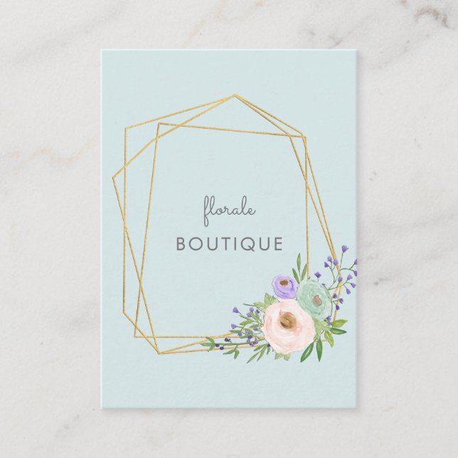 Tarjeta De Visita Elegant, modern, geometrisch Gold & Pastel-Blumen (Anverso)