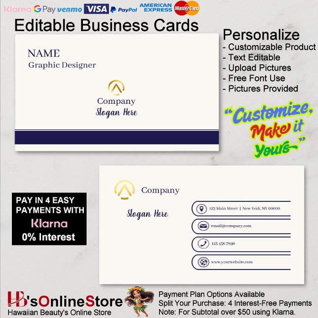 Tarjeta De Visita Elegant Modern Minimalist Navy Blue Cream Pearl (Elegant Modern Minimalist Navy Blue Cream Pearl Business Card.)