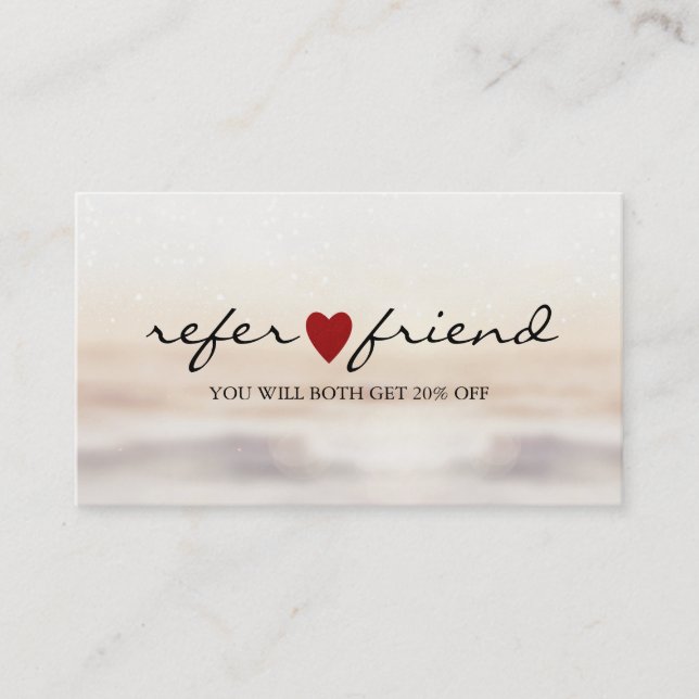 Tarjeta De Visita Elegant Modern Minimalist Red Heart Referral Card (Anverso)