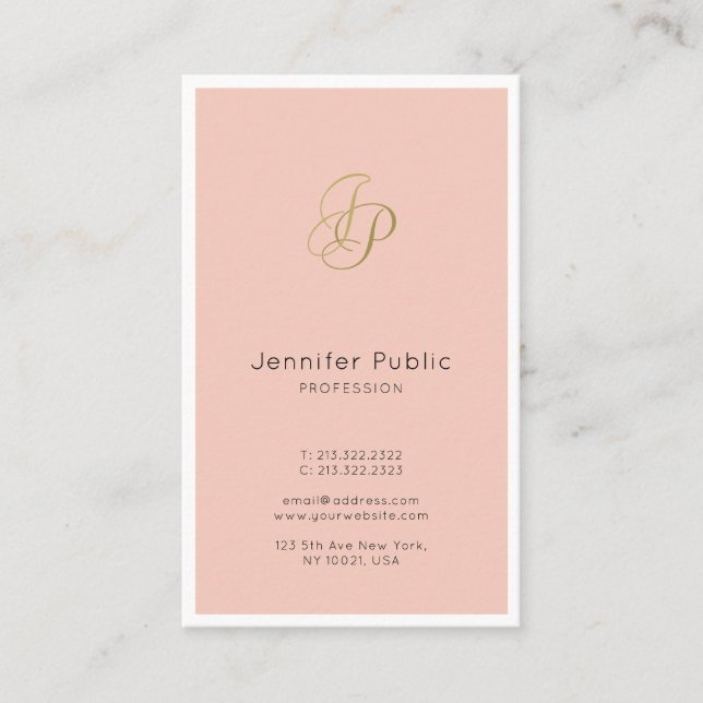 Tarjeta De Visita Elegant Modern Monogram Initial Template Custom (Anverso)