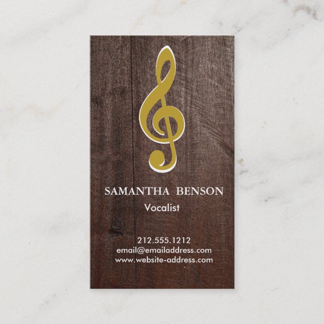Tarjeta De Visita Elegant Modern Musical Clef Logo Vocalist Singer (Anverso)