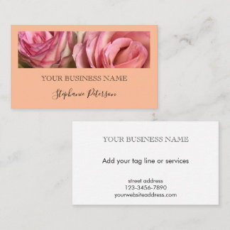 Tarjeta De Visita Elegant Modern Peach Custom Photo Template 