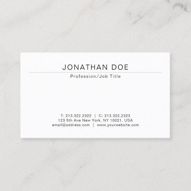 Tarjeta De Visita Elegant Modern Professional Minimalist Template (Anverso)