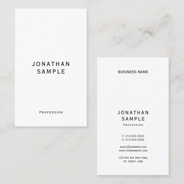 Tarjeta De Visita Elegant Modern Simple Template Vertical Business (Anverso / Reverso)