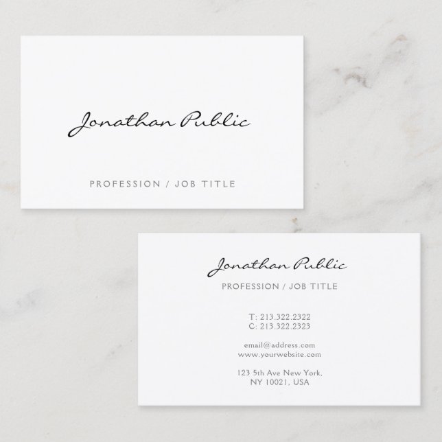 Tarjeta De Visita Elegant Modern Simple Trendy Calligraphed Name (Anverso / Reverso)