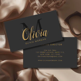 Tarjeta De Visita Elegant monogram logo gray black professional