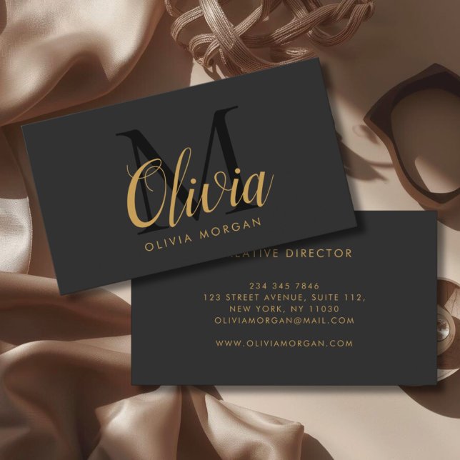 Tarjeta De Visita Elegant monogram logo gray black professional (Subido por el creador)