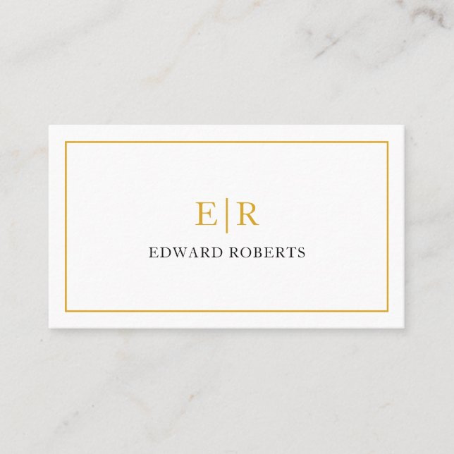 Tarjeta De Visita Elegant Monogram Professional Gold (Anverso)