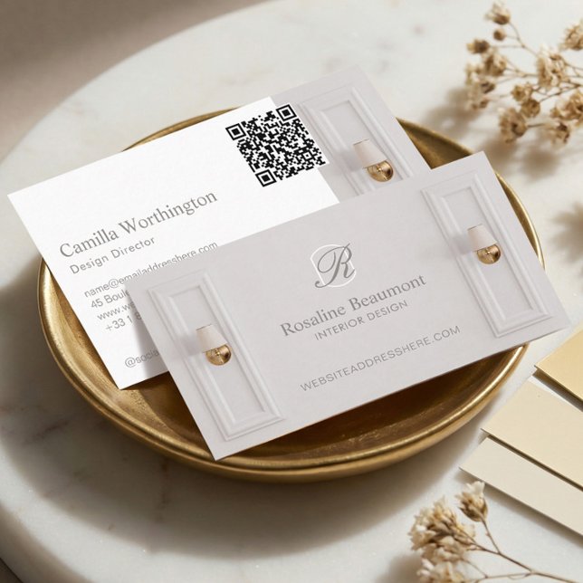 Tarjeta De Visita Elegant Monogram Professional Interior Designer (Elegant Monogram Professional Interior Designer Business Card)