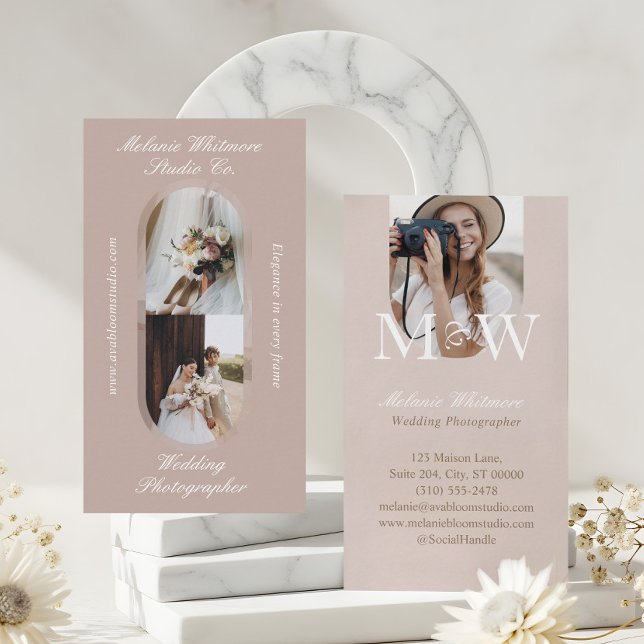 Tarjeta De Visita Elegant Monogram Wedding Photographer Arch Photos (Elegant Monogram Wedding Photographer Arch Photos Business Card)