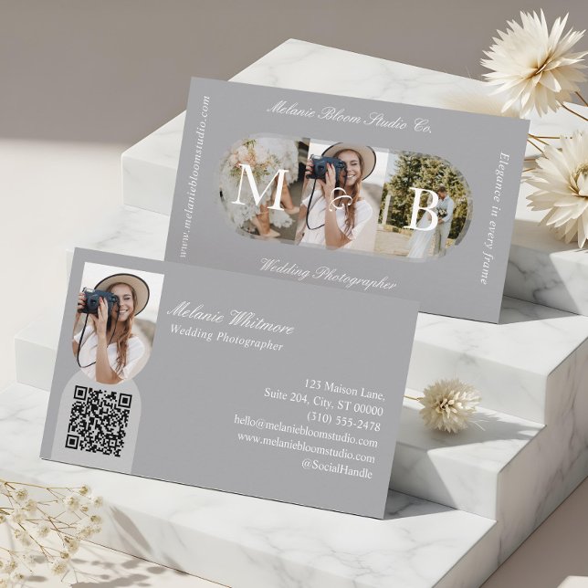 Tarjeta De Visita Elegant Monogram Wedding Photographer Arch Photos (Elegant Monogram Wedding Photographer Arch Photos Business Card)
