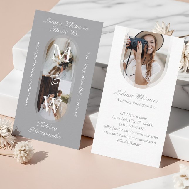 Tarjeta De Visita Elegant Monogram Wedding Photographer Arch Photos (Elegant Monogram Wedding Photographer Arch Photos Business Card)
