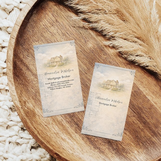Tarjeta De Visita Elegant Mortgage Broker Home Blueprint Branding (Subido por el creador)
