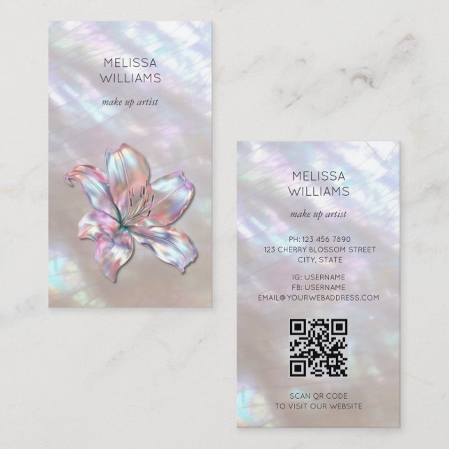 Tarjeta De Visita Elegant Mother-of-Pearl Lily (Anverso / Reverso)