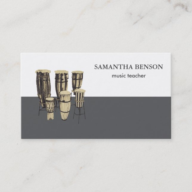 Tarjeta De Visita Elegant Musician Business card with Musical drums (Anverso)