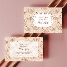 Tarjeta De Visita Elegant Nail Salon Floral Business