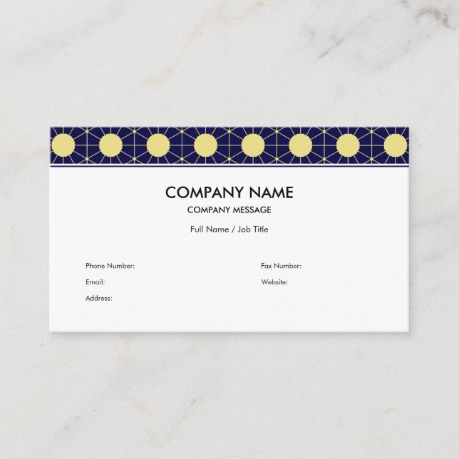 Tarjeta De Visita Elegant Navy and Gold Geometric Tile Pattern (Anverso)