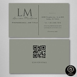 Tarjeta De Visita Elegant Olive Taupe QR Code Business Card