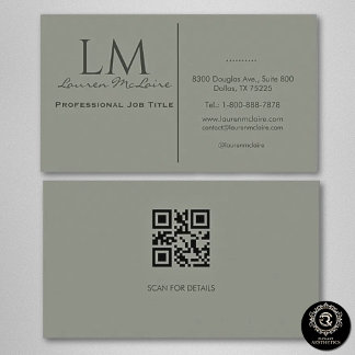 Tarjeta De Visita Elegant Olive Taupe QR Code Business Card