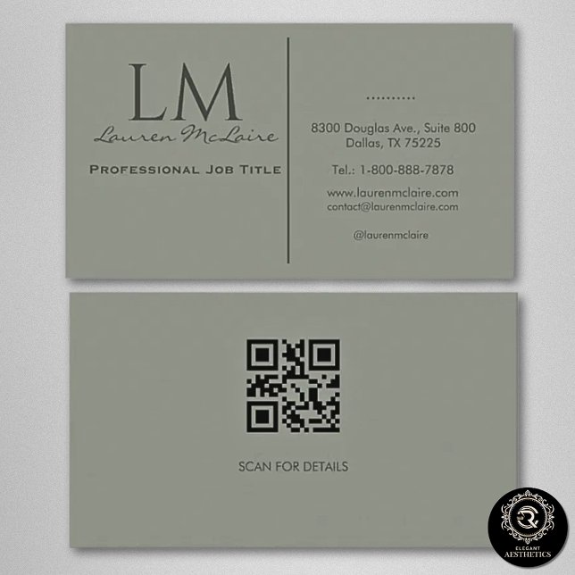 Tarjeta De Visita Elegant Olive Taupe QR Code Business Card (Subido por el creador)