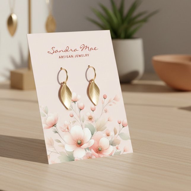 Tarjeta De Visita Elegant Pastel Peach Pink Floral Display Card (Subido por el creador)