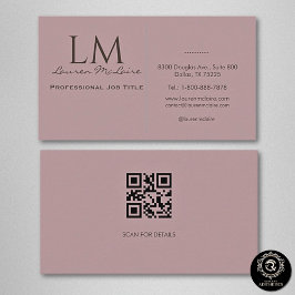 Tarjeta De Visita Elegant Pastel Taupe Pink QR Code Business Card