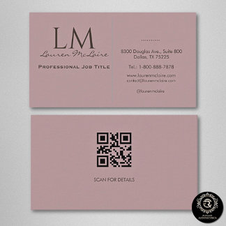 Tarjeta De Visita Elegant Pastel Taupe Pink QR Code Business Card