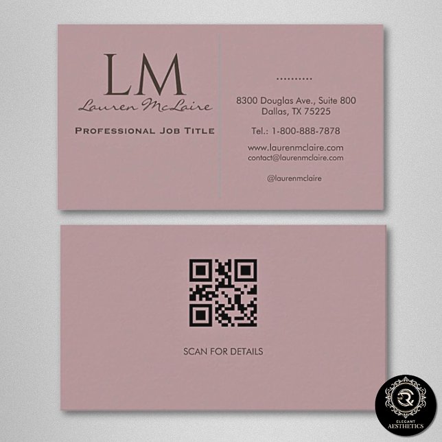 Tarjeta De Visita Elegant Pastel Taupe Pink QR Code Business Card (Subido por el creador)