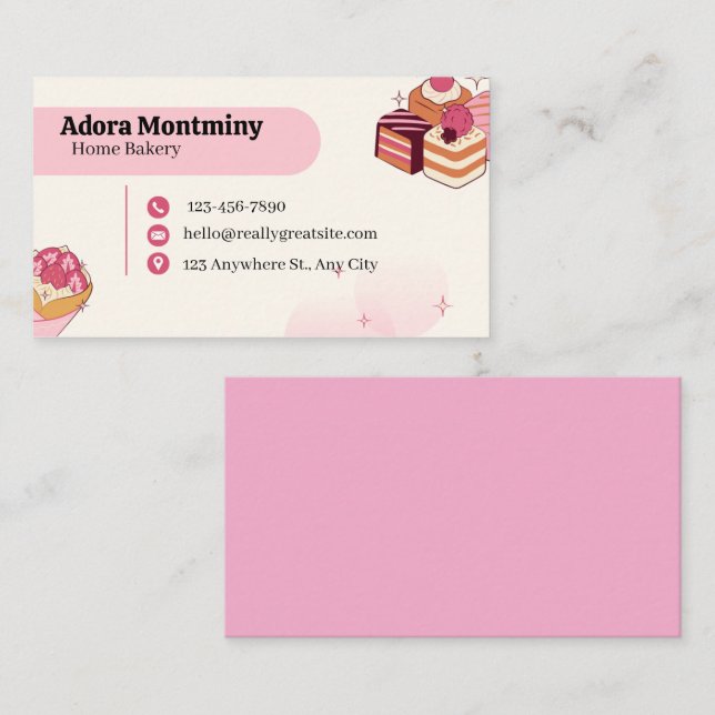Tarjeta De Visita Elegant Pastry Chef Business Card – Custom Contact (Anverso / Reverso)