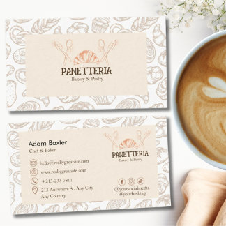 Tarjeta De Visita Elegant Pastry Chef Social Media Icon Beige Bakery