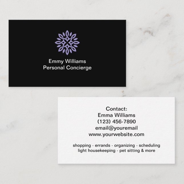 Tarjeta De Visita Elegant Personal Concierge (Anverso / Reverso)