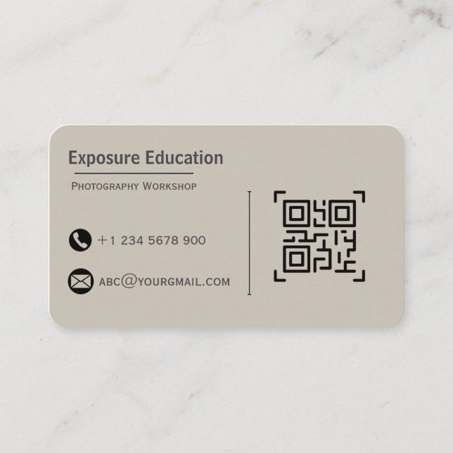 Tarjeta De Visita Elegant Photography Workshop Brown Business Card (Reverso)