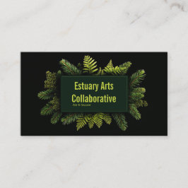 Tarjeta De Visita Elegant Pine Fern Evergreen Black Botanical