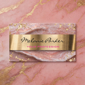 Tarjeta De Visita Elegant pink agate marble metallic 