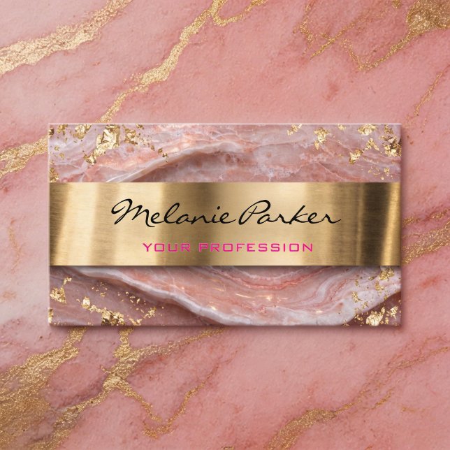 Tarjeta De Visita Elegant pink agate marble metallic  (Subido por el creador)