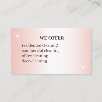 Tarjeta De Visita Elegant Pink Cleaning Service Business Card 