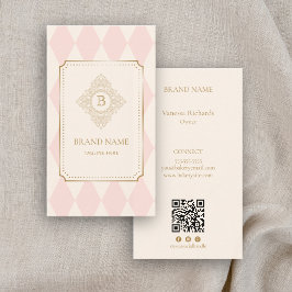 Tarjeta De Visita Elegant Pink Ivory Diamond Gold Frame Monogram