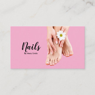 Tarjeta De Visita Elegant Pink Nail Technician 