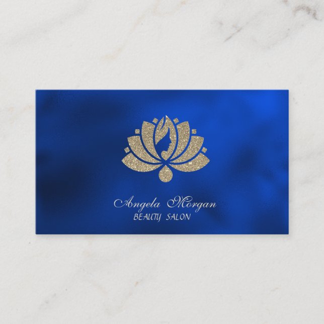 Tarjeta De Visita Elegant Professional Glitter Lotus Royal Blue (Anverso)
