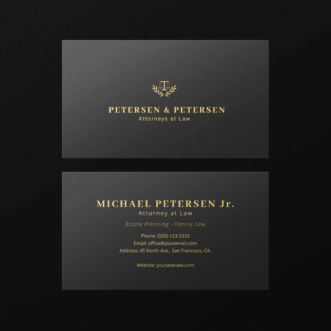 Tarjeta De Visita Elegant professional gold logo law firm lawyer (Subido por el creador)