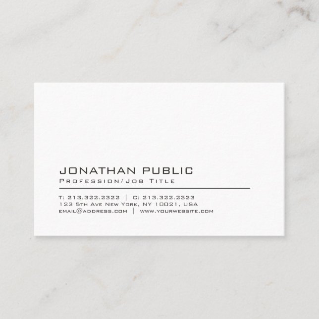 Tarjeta De Visita Elegant Professional Modern Minimalist Template (Anverso)