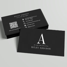 Tarjeta De Visita Elegant Professional Monogram Minimalist Black