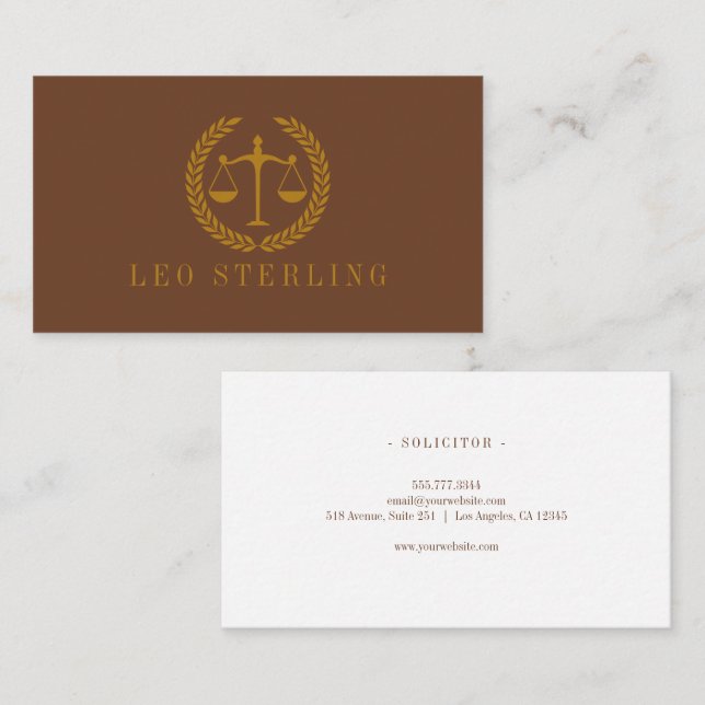 Tarjeta De Visita Elegant Professional Simple Minimalist Lawyer  (Anverso / Reverso)