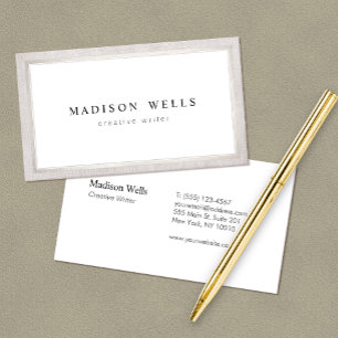 Tarjeta De Visita Elegant Professsional White with Silver Border