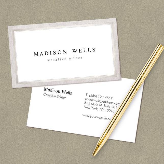 Tarjeta De Visita Elegant Professsional White with Silver Border (Subido por el creador)