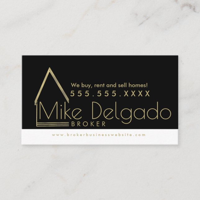 Tarjeta De Visita Elegant Property Manager Home Sales Broker   (Anverso)