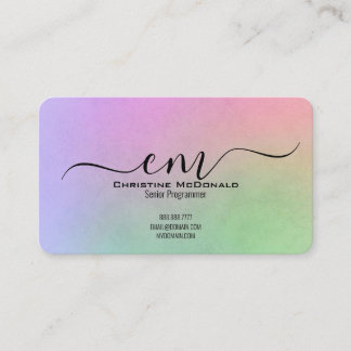 Tarjeta De Visita Elegant Rainbow Monogram Business Cards - Rounded 