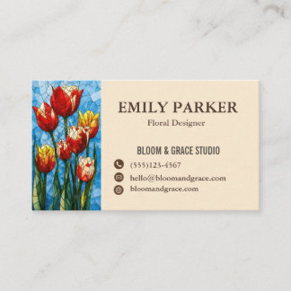 Tarjeta De Visita Elegant Red Tulip Floral Business Card